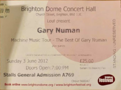 Gary Numan Ticket Brighton Dome 2012